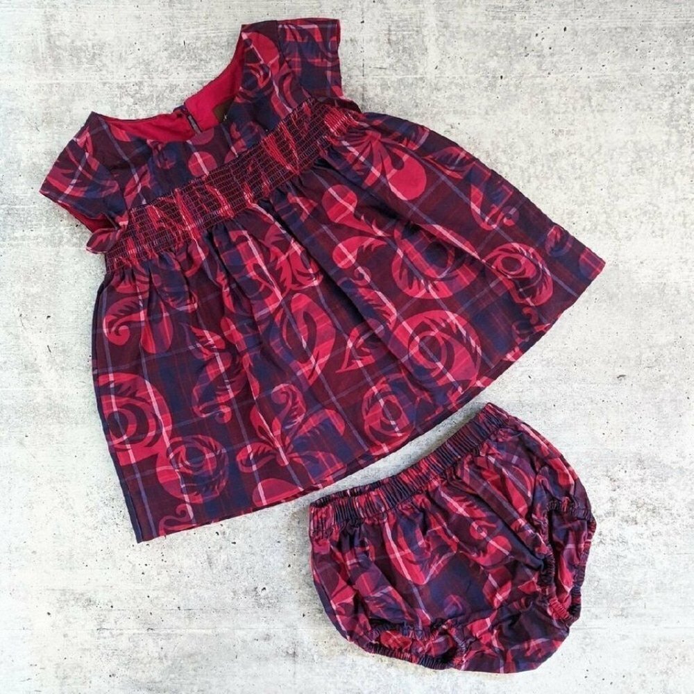 Tea Collection Culzean Castle Dress Bloomers Bottoms Set 6-9 months baby infant